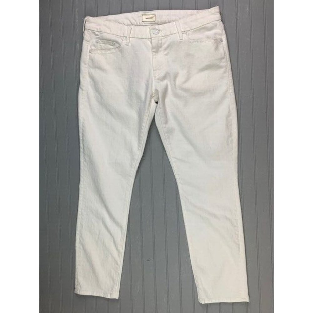 Mother Size 30 Womens Jeans White The Looker Crop Mirror Mirror Stretch Low Rise